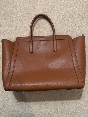 Ralph Lauren Brown Pebbled Leather Top-Handle Tote